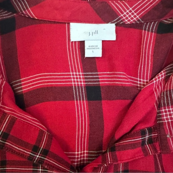 J Jill Tunic Shirt Plaid Button Up With Pockets - Picture 7 of 10